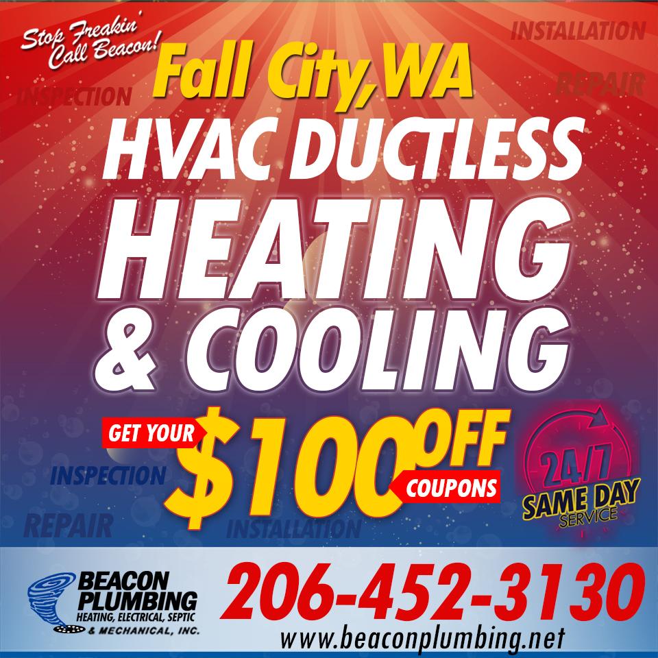 Ductless Heating and Cooling Fall City, WA 206-452-3130.